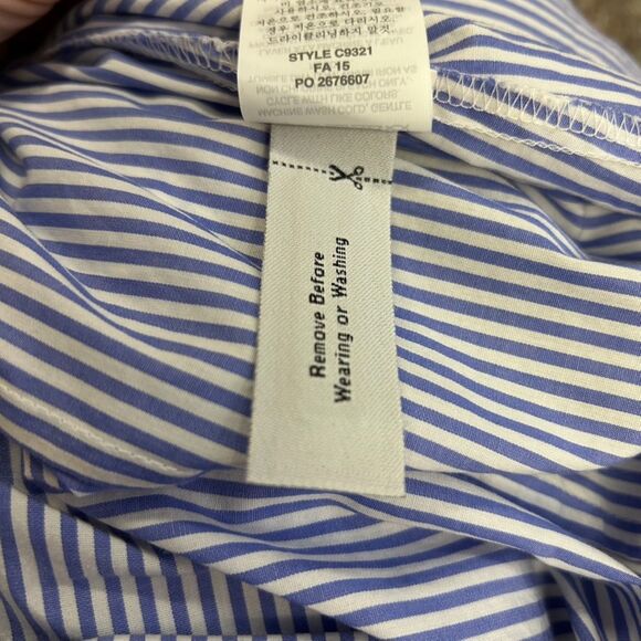 J. Crew Blue White Striped Cotton Poplin Hidden Button Signature Fit Shirt Sz 8 - Picture 15 of 15